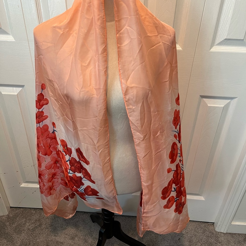 Silk Blend Elegant Floral Women's Scarf